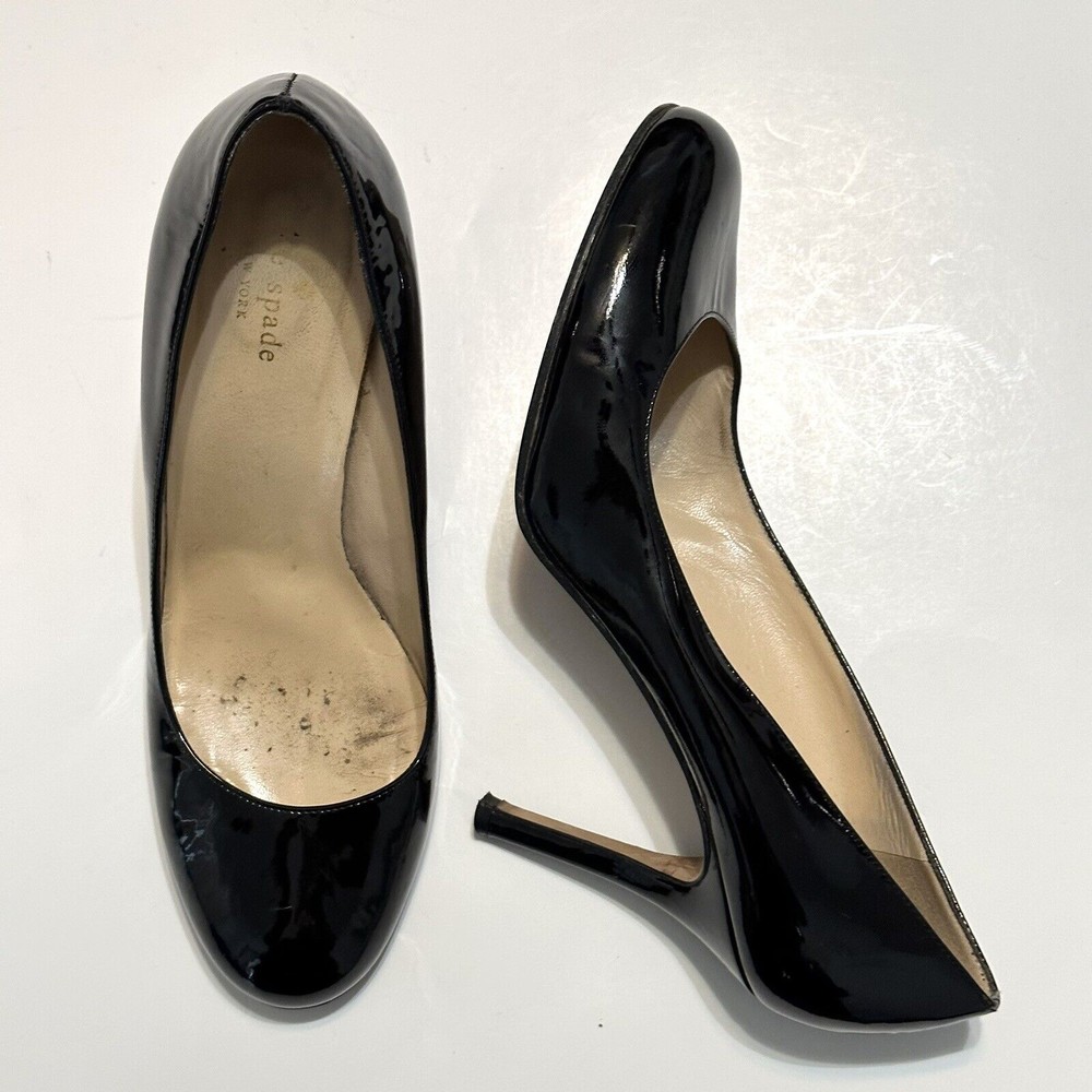 KATE SPADE Heels Women’s Size 9.5 AA Patent Black Pump Shoes - Picture 1 of 14